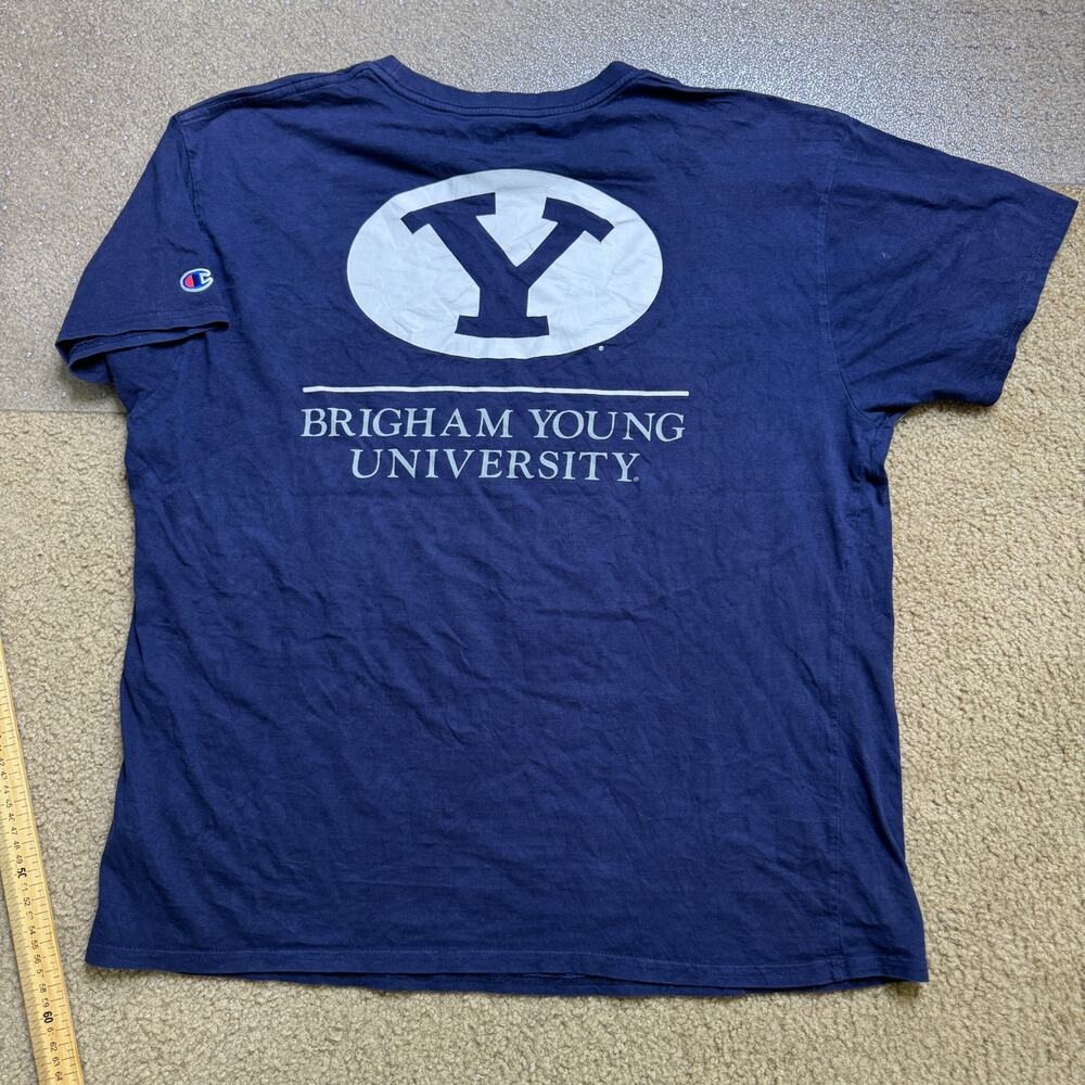 Champion Mens XL Navy BYU Brigham Young University Cougars Graphic Tee Shirt - Picture 2 of 6